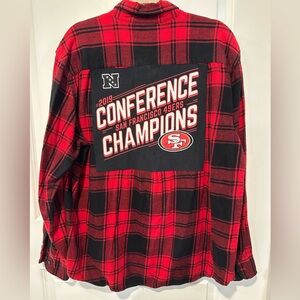 SF 49ers NFL Football tshirt Upcycled flannel shirt XL or pick size